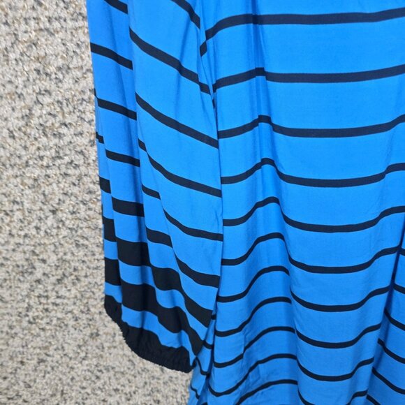 Chaps‎ Top Womens Medium Peasant Blouse Blue Polka Dot Scoop Neck Casual - Picture 2 of 7